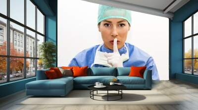 Surgeon asking for silence Wall mural