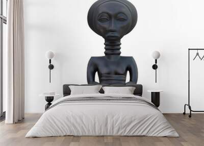 black african sculpture of a woman with a vessel isolated on a white background 3d rendering Wall mural