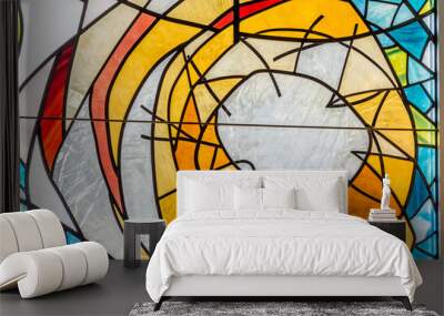 Colorful design of a modern stained glass window Wall mural