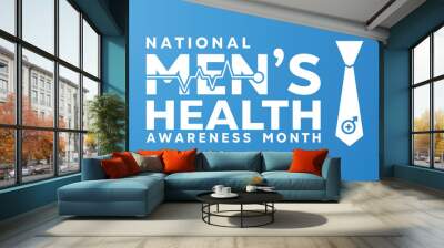 National Mens Health Awareness Month.  Great for cards, banners, posters, social media and more. Blue background.  Wall mural