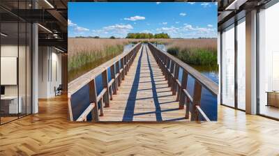 Vista de una Pasarela del Parque Nacional de las Tablas de Daimiel, Ciudad Real, España Wall mural