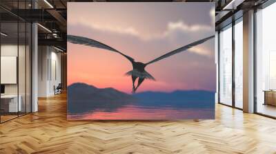 Eagle flying flush with water Wall mural