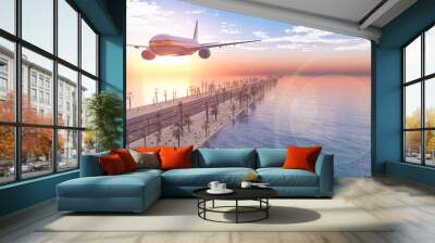 passenger plane in the sky Wall mural