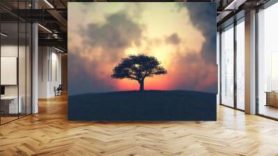 sunset and tree Wall mural