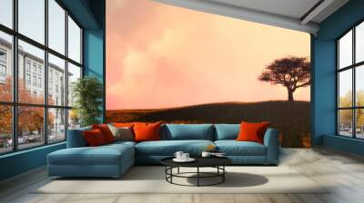 sunset and tree Wall mural