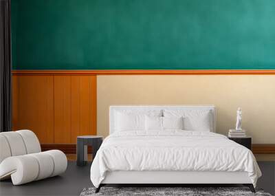 Interior wall design with teal and orange accents in a minimalist setting Wall mural