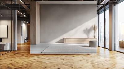 Minimalist Scandinavian - Japanese fusion interior design composition in neutral tones.Serene property interiors with ample copyspace. Wall mural