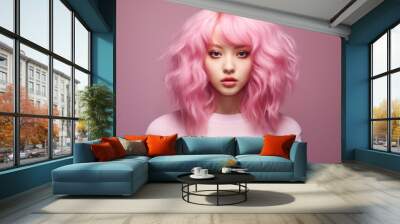 Portrait of a young Korean woman with a wig Wall mural