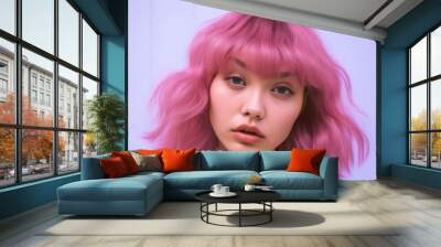 Portrait of a young Korean woman with a wig Wall mural