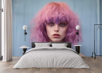 Portrait of a young woman with a wig Wall mural