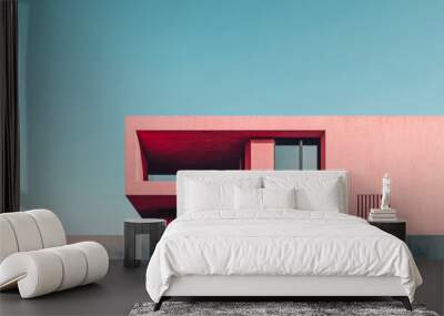 Vibrant modern house with bold color accents Wall mural