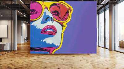 Vibrant retro pop art woman portrait Wall mural