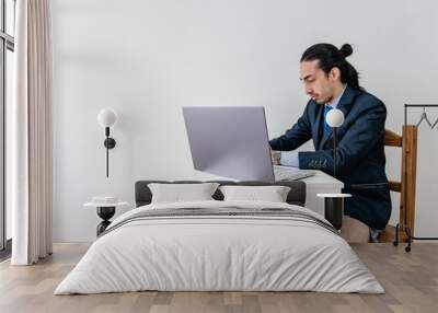 businessman,home office, wearing a suit and underwear Wall mural