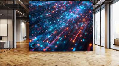 Abstract futuristic innovation technology banner background, Electric digital circuit line with vibrant neon lights colorful Wall mural