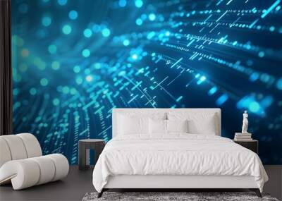 Futuristic cyberspace digital technology abstract banner background with Neon Lights Glowing Wall mural