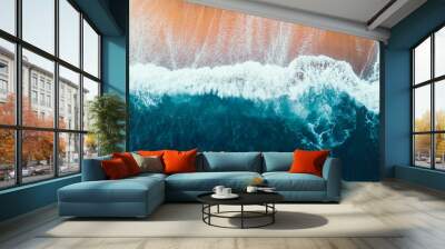 Aerial View of Waves and Beach of Bells Beach Australia Wall mural