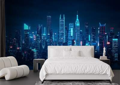 Futuristic Cityscape with Soaring Skyscrapers. Wall mural