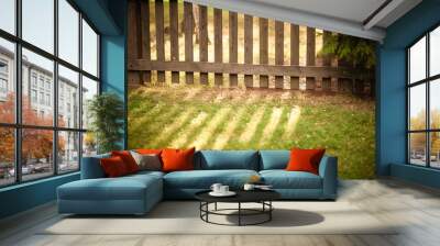 sun shining through wooden fence Wall mural