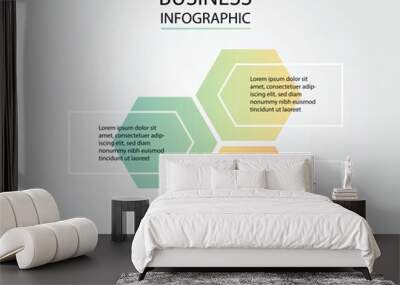 Business Infographic modern design template for banners and infographics for 3 gradient hexagon Wall mural