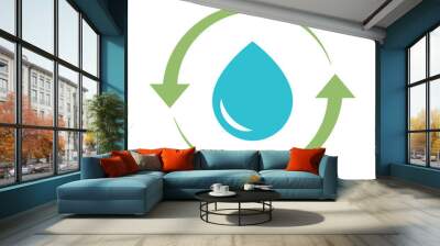 Two Recycle Arrows With Droplet Wall mural