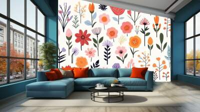 collection of vector watercolor spring wild flowers Wall mural