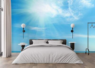 beautiful blue Caribbean sky and sun Wall mural