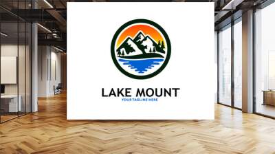 Mountain Lake Logo Nature Landscape Stock Vector Wall mural