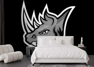 Rhino mascot. Vector illustration, sport logo template. Wall mural