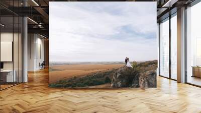 bride and groom on the mountain Wall mural