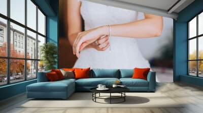 jeweler bracelet on the bride's hand Wall mural