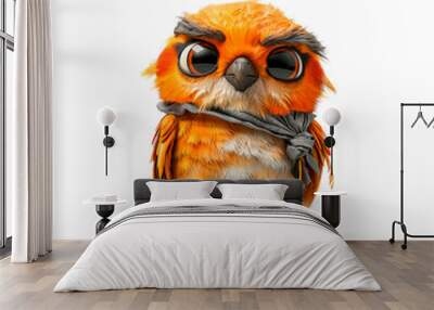 Orange and Black Owl With Big Eyes Wall mural