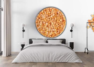 Pea groats on a white background. Collection. Wall mural