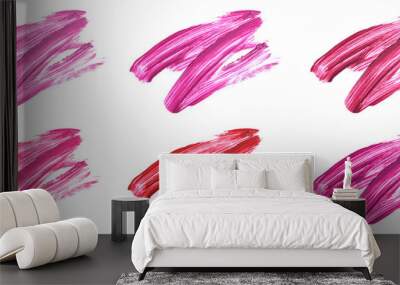 Shades of lipstick different tones color stroke on white background. High quality photo Wall mural