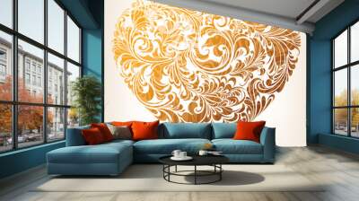 Ornamental Gold Heart Pattern Wall mural