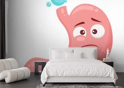 Bloated stomach cartoon character vector illustration isolated on white background Wall mural