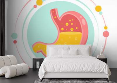 Stomach acid heartburn vector illustration graphic icon Wall mural