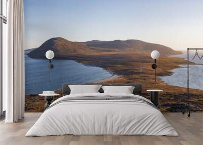 View of montains and icebergs from Uunartoq island (South Greenland) Wall mural