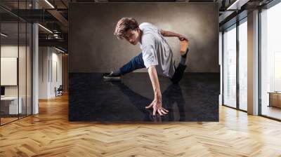 urban hip hop dancer over grunge concrete wall Wall mural