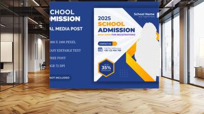  Admission social media post, Students Back to school admission promotion social media post banner template. Back to School admission social media post or Instagram post or flyer Design. Wall mural