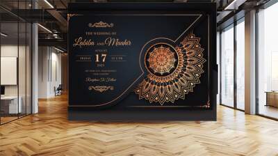 Luxury Mandala Wedding Invitation Card template with golden arabesque pattern Arabic Islamic east background style. Editable vector file. Decorative mandala for print, poster, cover, flyer, banner Wall mural