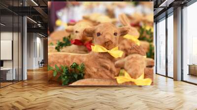 Traditional Polish Easter lamb bread at 2018 Annual Easter Market, Krakow, Poland, Europe Wall mural