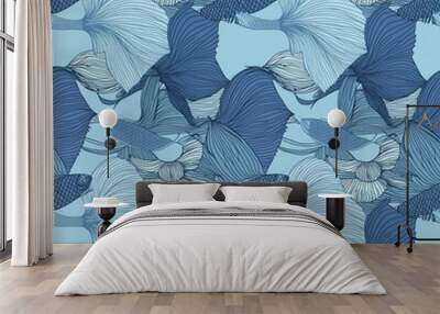 seamless pattern with fish Wall mural