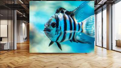 Archerfish fish underwater in blue sea Wall mural