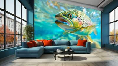 Trout fish underwater Wall mural