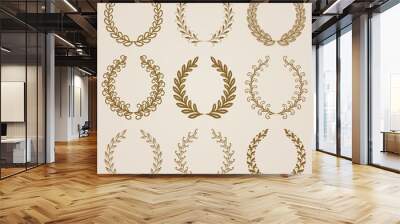 set of vector gold laurel wreaths. Wall mural