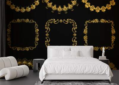 Vector set of gold decorative borders, frame Wall mural