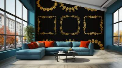 Vector set of gold decorative borders, frame Wall mural