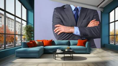 Businessman standing with arms crossed Wall mural