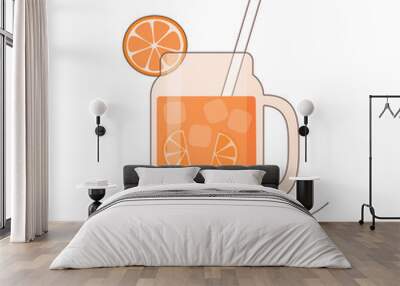 Orange juice beverage and slice of orange Wall mural