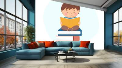 The boy reading a book - back to school and education concept	 Wall mural